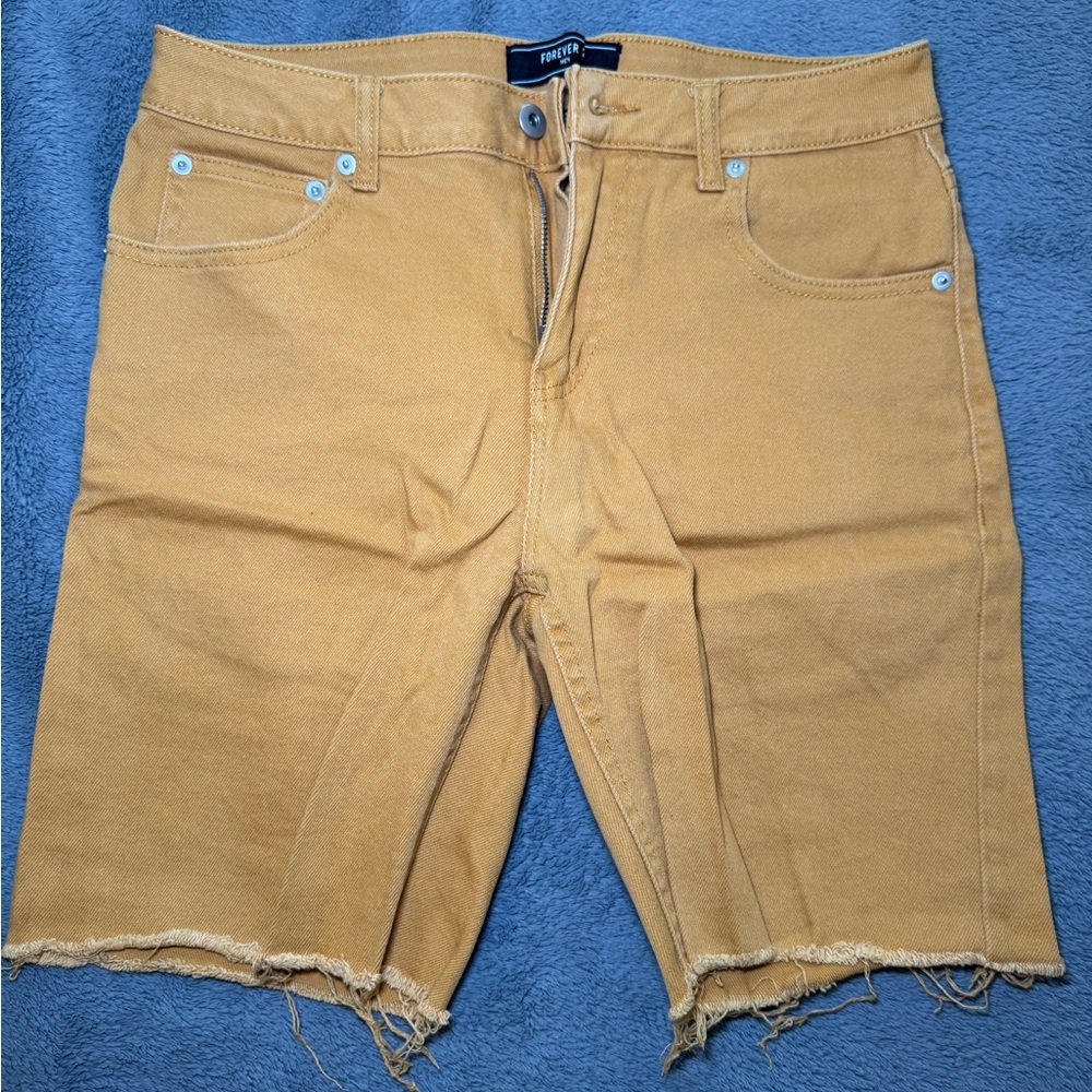 Forever 21 Men’s Mustard Cutoff Denim Shorts